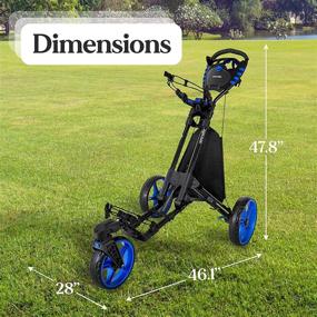 img 3 attached to 🏌️ SereneLife SLGZ48 Golf Push Cart - Lightweight Folding 3 Wheel Golf Walker with Foot/Handle Brake, Upper/Lower Bracket and Elastic Strap, Scorecard/Cup/Bag Storage Holder