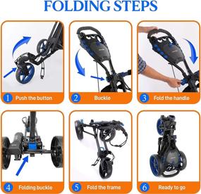 img 2 attached to 🏌️ SereneLife SLGZ48 Golf Push Cart - Lightweight Folding 3 Wheel Golf Walker with Foot/Handle Brake, Upper/Lower Bracket and Elastic Strap, Scorecard/Cup/Bag Storage Holder