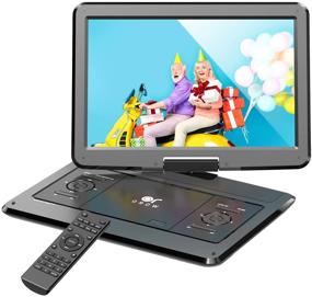 img 4 attached to 📀 OROROW 16.9-Inch Portable DVD Player with 14.1-Inch HD Swivel Screen, Car DVD Player with 5-Hour Rechargeable Battery, DVD Player for Kids, Sync TV Video Player, Support SD Card/USB, Black