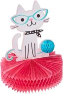 🐱 multicolor cute cats honeycomb centerpiece party supplies - 1 pc, 12" x 9 logo