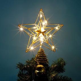 img 4 attached to 🎄 Lulu Home Christmas Tree Topper - 8.5x7.6 inches Golden LED Star - 15 Lighted Xmas Tree Topper - Tree Ornament Decoration