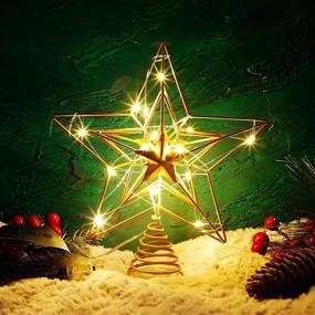 img 2 attached to 🎄 Lulu Home Christmas Tree Topper - 8.5x7.6 inches Golden LED Star - 15 Lighted Xmas Tree Topper - Tree Ornament Decoration