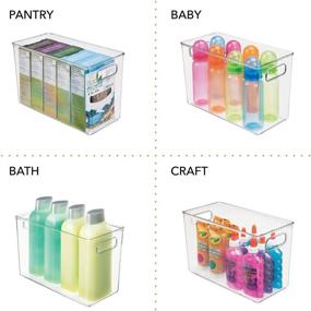 img 1 attached to 🛁 mDesign Slim Plastic Storage Container Bin Box with Carrying Handles - Bathroom Cabinet Organizer for Toiletries, Makeup, Shampoo, Conditioner, Face Scrubbers, Loofahs, Bath Salts - Clear: Sleek Bathroom Storage Solution