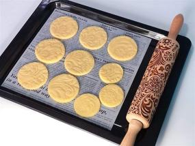 img 2 attached to 🎄 Christmas Embossing Rolling Pin: 3D Flower Pattern Wooden DIY Tool for Baking Cookies, Fondant, Cake Dough, Clay (385)