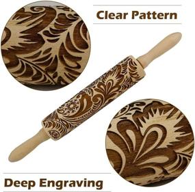 img 3 attached to 🎄 Christmas Embossing Rolling Pin: 3D Flower Pattern Wooden DIY Tool for Baking Cookies, Fondant, Cake Dough, Clay (385)