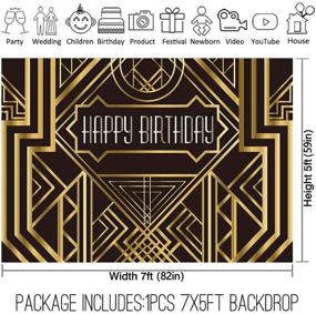 img 2 attached to Allenjoy 7x5ft Gatsby Themed Backdrop for Adult Wedding Party Decoration in Black and Gold | Roaring 20s Art Decor 1920s Happy Birthday Supplies for Children | Photography Pictures Photo Studio Booth