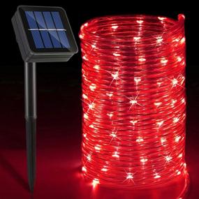 img 4 attached to 🎄 Enhance Your Holiday Décor with 33ft 100 LED Christmas Solar Rope Lights – Waterproof Tubing String Lights for Outdoor Trampoline House Party Carnival Decorations