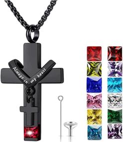 img 4 attached to Exquisite YOUFENG Birthstone Urn Necklaces for Ashes: Cross Cremation Pendant Urns for Human Ashes - Memorialize Your Loved Ones with a Beautiful Keepsake Locket Jewelry