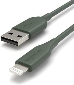 img 2 attached to Основы Amazon, сертифицированный MFi USB-A кабель для передачи заряда для Apple iPhone и iPad - Midnight Green, 1 фут.