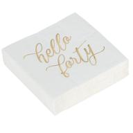 🎉 stylish hello forty birthday napkins with gold foil accents - 50 pack (5 x 5 in, white) logo