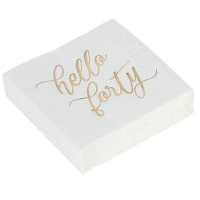 img 4 attached to 🎉 Stylish Hello Forty Birthday Napkins with Gold Foil Accents - 50 Pack (5 x 5 In, White)