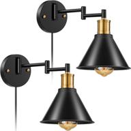 🔌 vintage industria wall sconce plug in, licperron antique style adjustable wall light with plug in cord, farmhouse bathroom vanity bedroom kitchen bar wall sconce 2 pack логотип