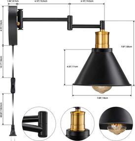 img 2 attached to 🔌 Vintage Industria Wall Sconce Plug in, Licperron Antique Style Adjustable Wall Light with Plug in Cord, Farmhouse Bathroom Vanity Bedroom Kitchen Bar Wall Sconce 2 Pack