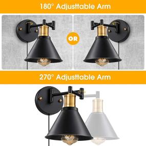 img 1 attached to 🔌 Vintage Industria Wall Sconce Plug in, Licperron Antique Style Adjustable Wall Light with Plug in Cord, Farmhouse Bathroom Vanity Bedroom Kitchen Bar Wall Sconce 2 Pack