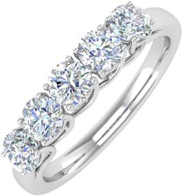 img 4 attached to Carat 5 Stone Diamond Wedding White Women's Jewelry