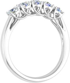 img 3 attached to Carat 5 Stone Diamond Wedding White Women's Jewelry