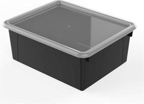 img 2 attached to 📚 Storex Deep Storage Tray – Letter Size Organizer Bin with Non-Snap Lid, Ideal for Classroom, Office, and Home Use - Black, Pack of 5 (62543U05C)