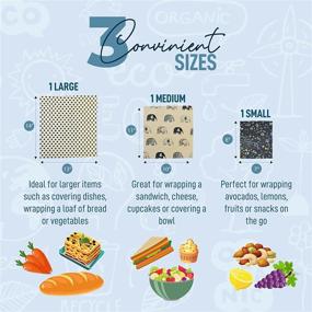 img 3 attached to 🐝 Eco Meeko Sustainable Beeswax Wraps: Assorted Set of 3 Sizes – Reusable, Eco-Friendly Food Wraps for Zero Waste