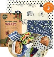 🐝 eco meeko sustainable beeswax wraps: assorted set of 3 sizes – reusable, eco-friendly food wraps for zero waste логотип