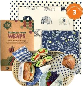 img 4 attached to 🐝 Eco Meeko Sustainable Beeswax Wraps: Assorted Set of 3 Sizes – Reusable, Eco-Friendly Food Wraps for Zero Waste