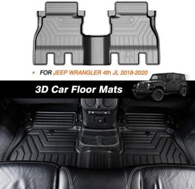 img 3 attached to 🚗 KUST All Weather Floor Mats for 2018-2021 Jeep Wrangler JL Unlimited 4-Door (Not for 2 Door and JK Models) - TPE Front & Rear Black Car Liners - Carpet Liners for Enhanced Protection