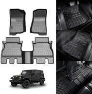 🚗 kust all weather floor mats for 2018-2021 jeep wrangler jl unlimited 4-door (not for 2 door and jk models) - tpe front & rear black car liners - carpet liners for enhanced protection logo