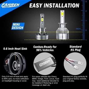 img 1 attached to 🔦 Fahren H1 LED Headlight Bulb, 60W 10000 Lumens Ultra Bright LED Headlights Conversion Kit 6500K Cool White IP68 Waterproof, Set of 2