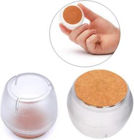 img 2 attached to 🪑 Protect Your Floors with TSACTE Chair Leg Caps - Round Clear Silicone Covers, Felt Pads Included, Fit 9/16 to 5/8 Inch, 16 Pack