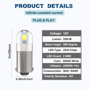 img 3 attached to 🚗 Shuyee супер яркие автомобильные лампы BA9S LED, BA9 53 57 1895 64111, светодиодная лампа для приборной панели, вежливости дверей, карты, номерного знака для автодомов, кемперов, трейлеров - упаковка из 10 штук