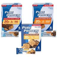 🥜 peanut butter lovers variety pack - pure protein bars, high protein, nutritious snacks for energy support, low sugar, gluten free, 1.76 oz, pack of 18 logo