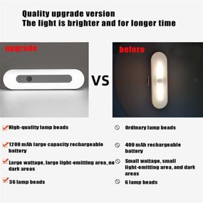 img 2 attached to 🔋 Rechargeable Battery Operated Motion Sensor Closet Light - 36 LED Under Cabinet Night Light Bar with Dimming, Wireless & Magnetic Cupboard Motion for Bedroom Wardrobe - High Brightness