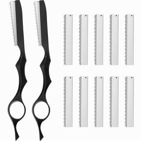 img 4 attached to 💇 12-Piece Hair Styling Thinning Razor Set, Including 2 Hair Styling Razors for Cutting and Texturizing, With 10 Replacement Blades and Comb Blades, Ideal for Christmas and Valentine's Day Gifts