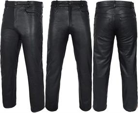 img 1 attached to 🏍️ PGS Men's Cow Skin Full Grain Motorcycle Heavy Duty Leather Motorbike Pants - Biker Black Pant for Racing and Riding