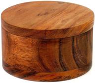🧂 kaizen casa acacia wood salt and spice box with swivel cover - ideal for conveniently storing table salt, gourmet salts, herbs, and favorite seasonings on your countertop logo