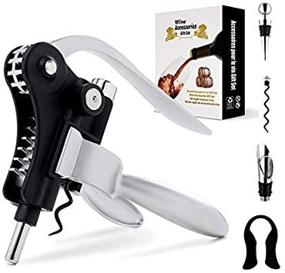 img 2 attached to 🍷 Wine Bottle Opener Corkscrew Set with Foil Cutter and Wine Stopper - 2020 Upgraded, Durable Screwpull Included