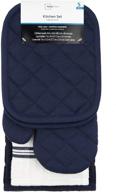 🧤 wondertex industrial co., ltd. набор кухонных полотенец navy из 5 штук, включающий 2 полотенца, 1 прихватку на горячие кастрюли и 2 подставки для горячих кастрюль. логотип