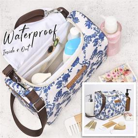 img 1 attached to 💼 Versatile Blue Floral Hanging Travel Toiletry Bag for Women - Convenient Features & Durable Ripstop Fabric