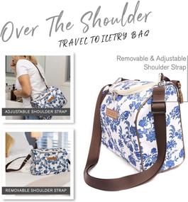 img 2 attached to 💼 Versatile Blue Floral Hanging Travel Toiletry Bag for Women - Convenient Features & Durable Ripstop Fabric