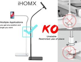 img 2 attached to 📱 Universal Black Gooseneck Tablet Floor Stand- Adjustable 360 Degree Rotating Long Arm Holder for 4"-11" Devices - Ideal for Cell Phone, iPad, Nintendo Switch, Samsung, eBook Reader