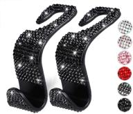 bling car hooks - mtgocha auto hooks - bling car seat hangers organizer - rhinestone car back seat headrest hanger holder hooks for purse handbag cloth grocery - black logo