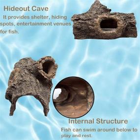 img 2 attached to 🌳 Enhance Your Aquarium with Linifar Hollow Tree Trunk - Resin Log Decoration for Betta Fish Tank, Cichlid, Turtle, Reptile and More!
