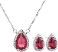 💎 exquisite amyjane sterling silver teardrop crystal bridal jewelry set for women - elegant cz halo necklace earrings for wedding, prom, and bridesmaids logo