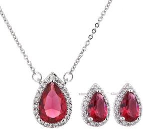 img 4 attached to 💎 Exquisite AMYJANE Sterling Silver Teardrop Crystal Bridal Jewelry Set for Women - Elegant CZ Halo Necklace Earrings for Wedding, Prom, and Bridesmaids