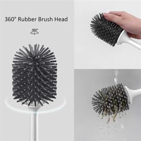 img 2 attached to 🚽 Silicone Toilet Brush with Holder - Bathroom Toilet Cleaner Brush for Quick Drying, Non-Slip Long Handle, Floor Standing Holder & Wall Mounted (Drill-Free)