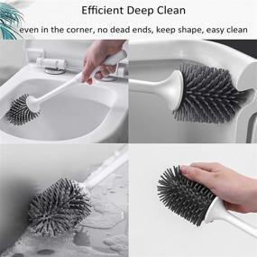 img 3 attached to 🚽 Silicone Toilet Brush with Holder - Bathroom Toilet Cleaner Brush for Quick Drying, Non-Slip Long Handle, Floor Standing Holder & Wall Mounted (Drill-Free)