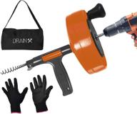 🪠 drainx power pro 25-ft steel drum auger plumbing snake with drill attachment - manual or powered use, heavy duty drain cleaning cable, work gloves, storage bag included логотип