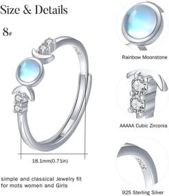 img 3 attached to 🌙 CUOKA MIRACLE Moon Ring: Stunning S925 Sterling Silver Crescent Moon and Star Open Ring with Synthetic Opal - Perfect Adjustable Gift for Women