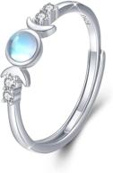 🌙 cuoka miracle moon ring: stunning s925 sterling silver crescent moon and star open ring with synthetic opal - perfect adjustable gift for women logo