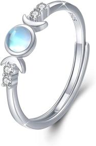 img 4 attached to 🌙 CUOKA MIRACLE Moon Ring: Stunning S925 Sterling Silver Crescent Moon and Star Open Ring with Synthetic Opal - Perfect Adjustable Gift for Women