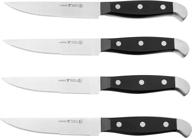 🔪 henckels 4-piece steak knife set: superior steel end cap, sleek black design logo